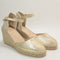 Womens Office Alex Closed Toe Espadrille Wedges Gold Leather Uk Size 7