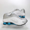 Nike Shox R4 Trainers Silver White Blue Lagoon Uk Sizes 7