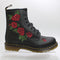 Womens Dr. Martens 1460 Vonda Floral Rose Black Leather Lace Up Boots - UK Size 6