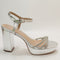 Womens Office Heartfelt Embellished Platform Sandals Silver Uk Size 5