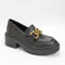 Womens Office Finding Metal Trim Chunky Loafers Black
