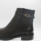 Womens OFFICE Allie Buckle Strap Ankle Chelsea Boots Black Leather