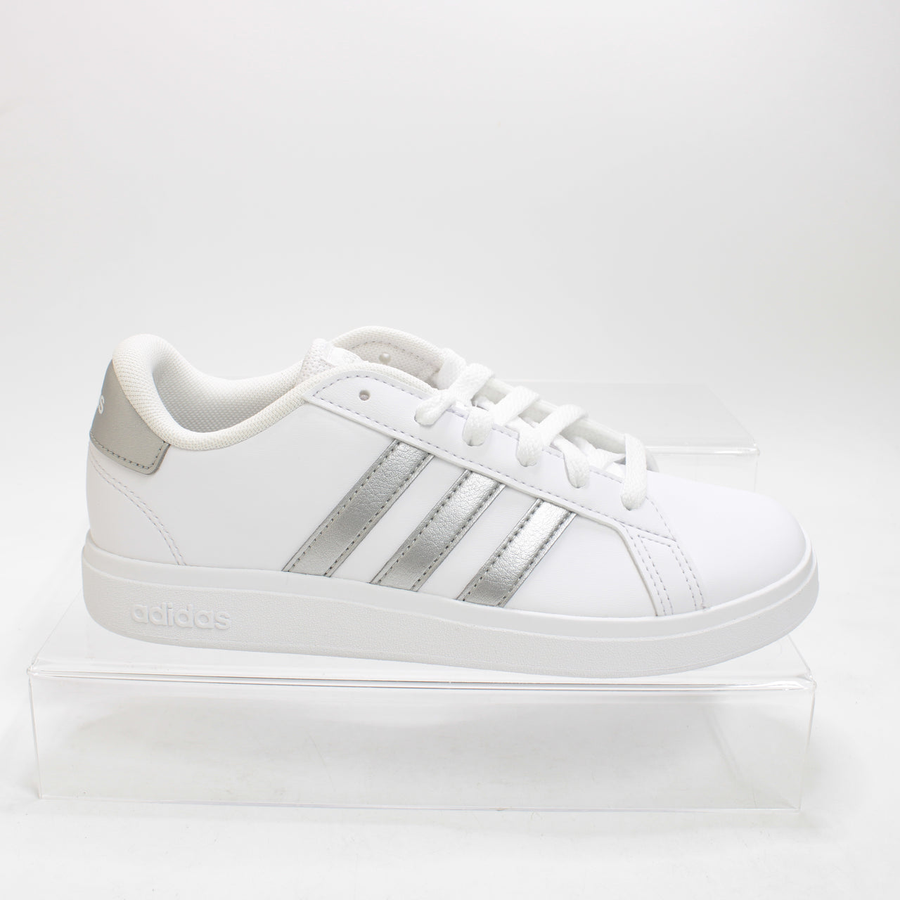 Kids adidas Grand Court Trainers White Silver - UK Size 4