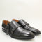 Odd Sizes - Mens OFFICE Michal Double Strap Monk Shoes Black Leather UK Sizes - Right 12/Left 11