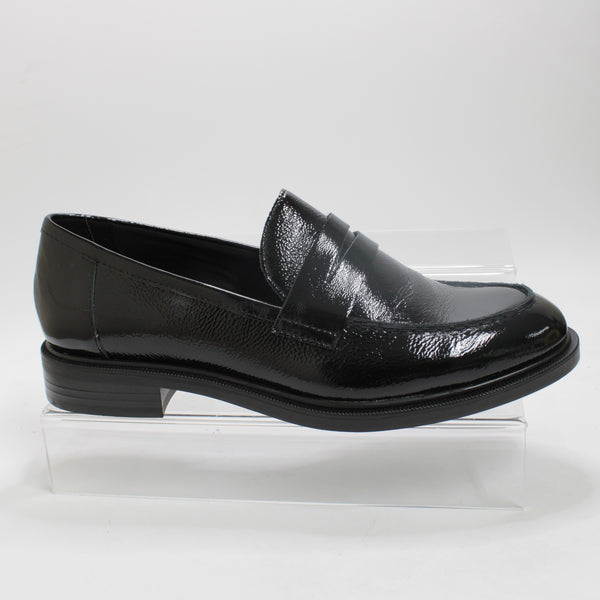 Womens Vagabond Shoemakers Amina Loafers Black Patent Leather Uk Size 8