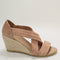 Womens Office Maiden Cross Strap Wedge Nude Suede Uk Size 4
