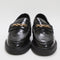 Womens Office Firecracker Leather Chain Loafers Black Leather