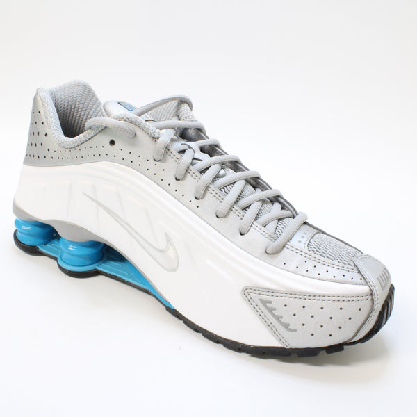  Nike Shox R4 Trainers Metallic Silver Blue Lagoon - UK Size 7