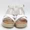 Womens Office Sassy Cross Strap Espadrille Flatform New White Leather