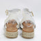 Womens Office Sassy Cross Strap Espadrille Flatform New White Leather