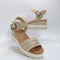 Womens TOMS Diana Woven Wedge Sandals Champagne Metallic Basket Weave