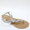 Womens Office Sparkle Jewelled T Bar Sandals Silver Embellished Uk Size 3