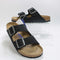 Womens BIRKENSTOCK Arizona Two Strap Soft Footbed Sandals Black Nubuck Sfb
