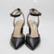 Womens Office Matilda Ankle Strap Court Heels Black Leather