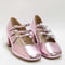 Womens Office Marvellous Triple Strap Mary Jane Block Heels Pink Metallic