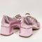 Womens Office Marvellous Triple Strap Mary Jane Block Heels Pink Metallic