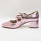 Womens Office Marvellous Triple Strap Mary Jane Block Heels Pink Metallic