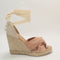 Womens Office Heather Ankle Tie Espadrilles Blush Suede