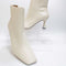 Womens OFFICE Aria Flared Heel Smart Boots Off White Pu