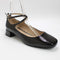 Womens Office Francesca Cross Over Ankle Strap Mary Janes Black Patent