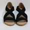 Womens Office Maiden Cross Strap Espadrille Wedge Black Suede