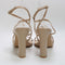 Womens Office Harlequin Strappy Block Heels Beige