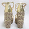 Womens Office Harmonious Embellished Strappy Espadrille Wedge Gold