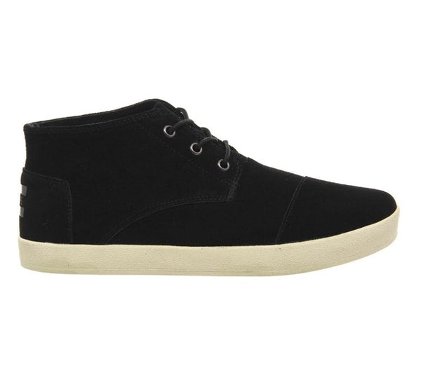 Mens Toms Paseo Mid Black Suede