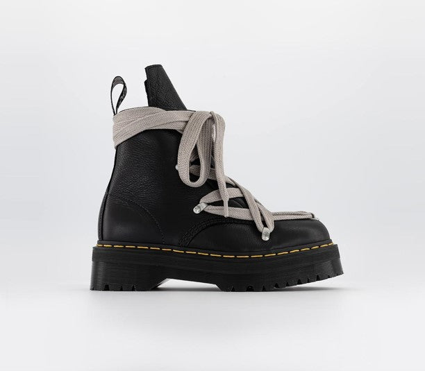 Mens Rick Owens Quad Sole Pentagram Jumbo Lace Boots Black