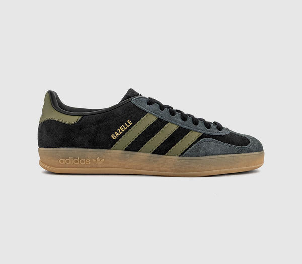 adidas Gazelle Indoor Trainers Black Focus Olive Carbon UK Size 5