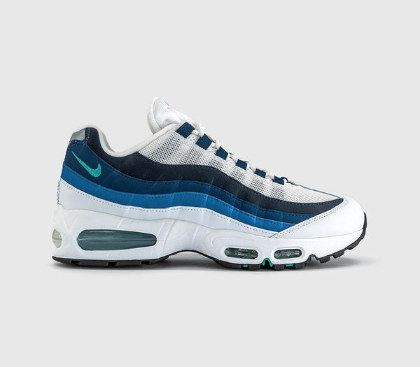 Nike Air Max 95 Trainers White Emerald Green Lake Blue UK Size 8.5