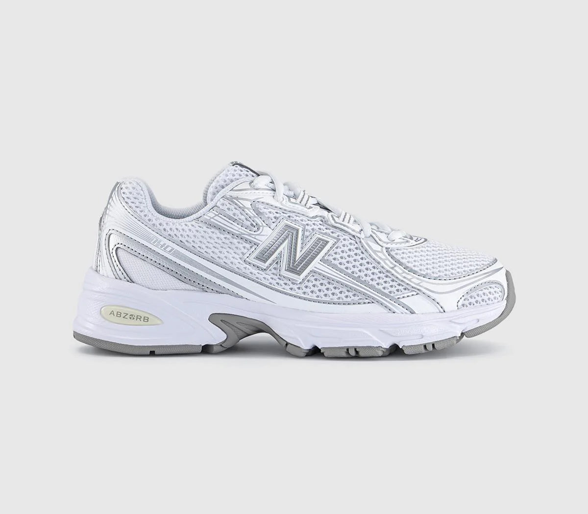 Kids New Balance 740 Junior Trainers White Silver Metalic UK Size 4
