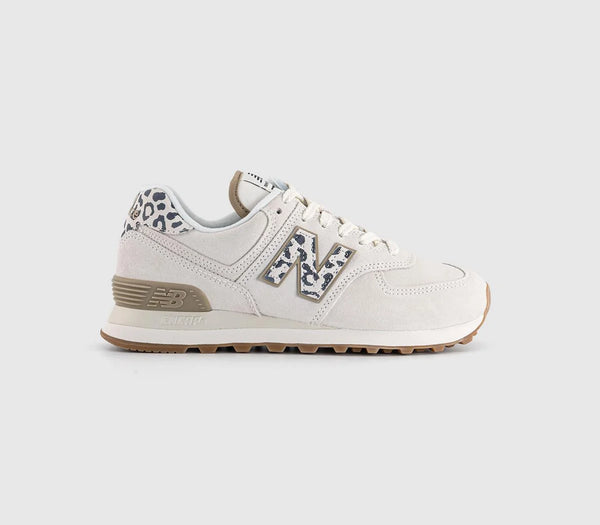 New Balance 574 Trainers Sea Salt Leopard UK Size 9