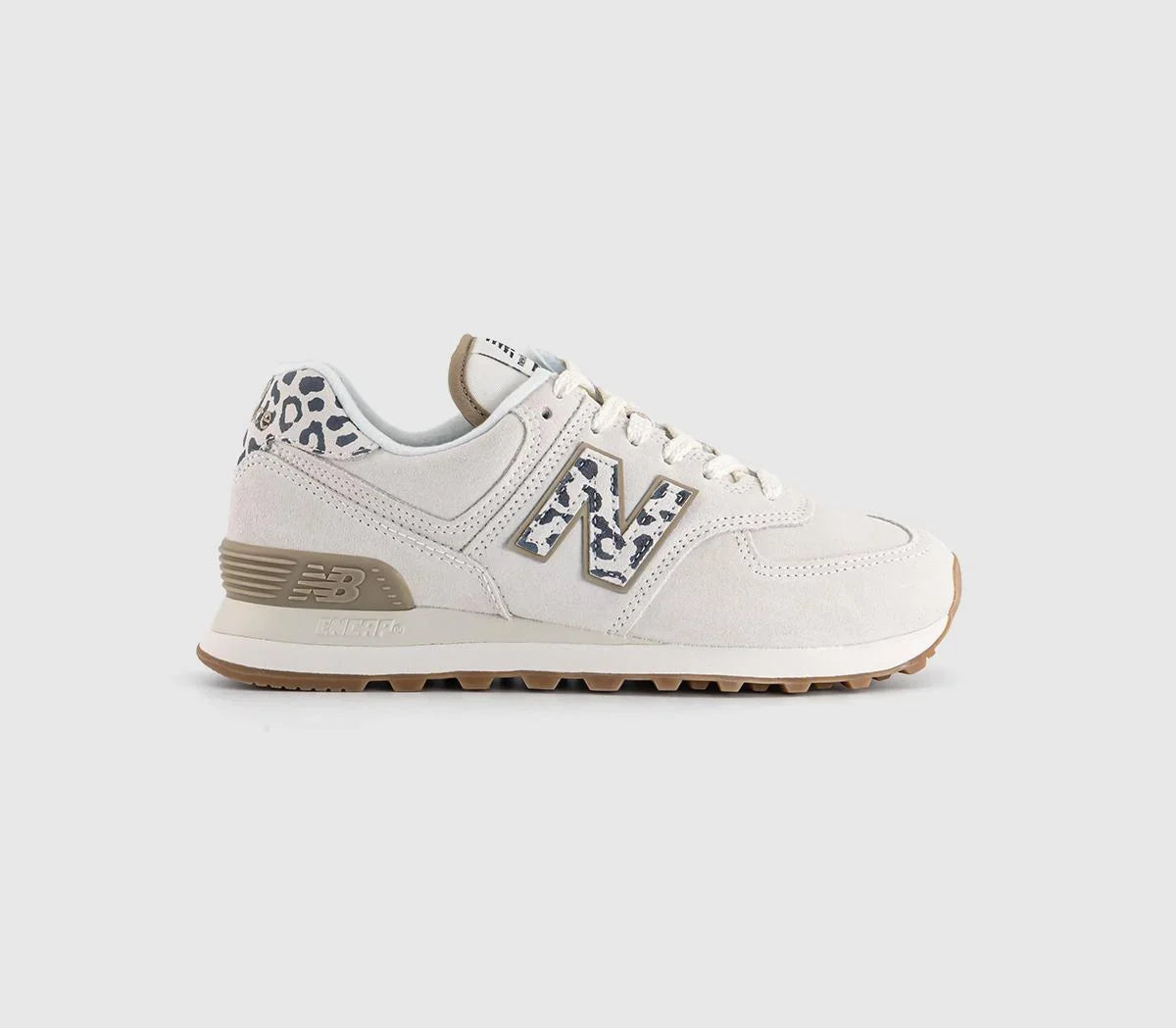 New Balance 574 Trainers Sea Salt Leopard UK Size 5