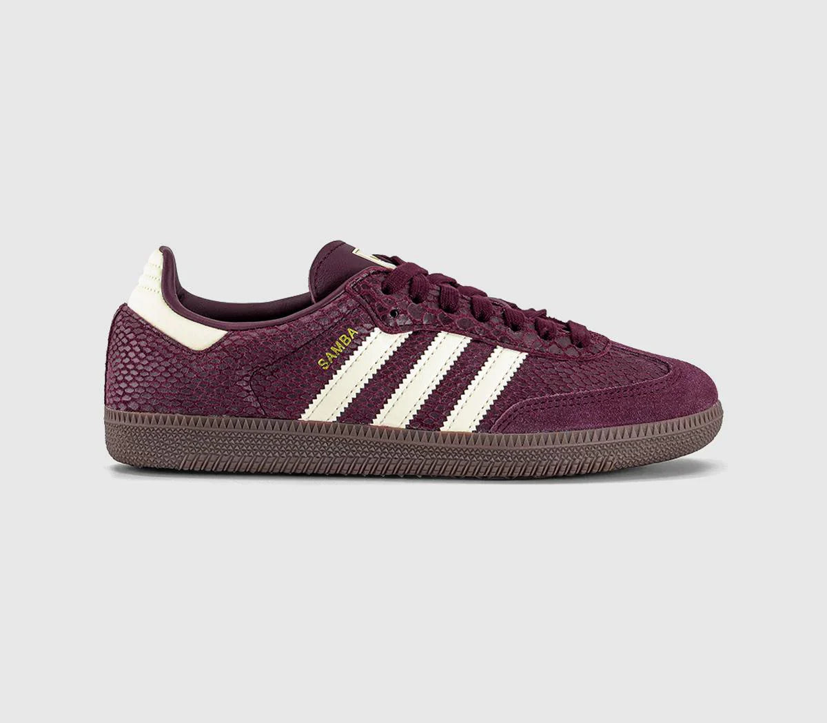 adidas Samba OG Trainers Snake Print Maroon Cream White Gold Metallic UK Size 4.5