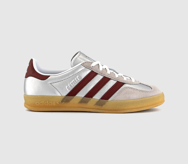 adidas Gazelle Indoor Trainers Silver Metallic Shadow Red Gum UK Size 6