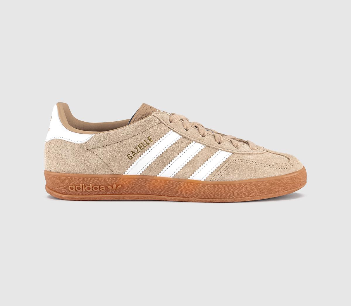 adidas Gazelle Indoor Trainers Magic Beige White White Gum UK Size 6.5