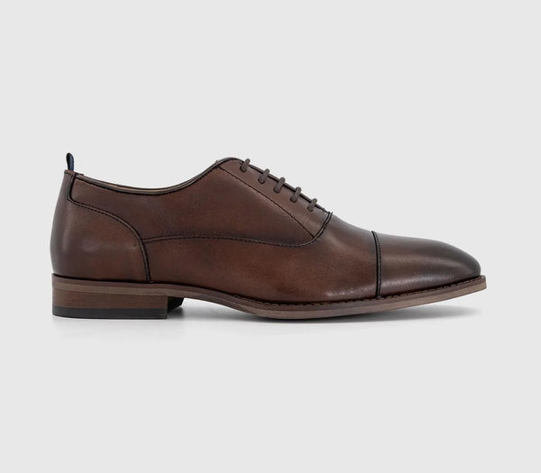 Mens OFFICE Montana Toecap Oxford Shoes Brown Leather UK Size 7
