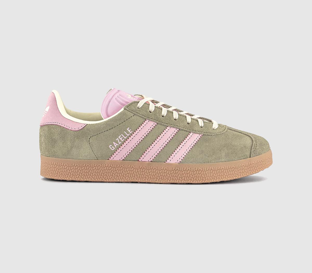 adidas Gazelle Trainers Orbit Green Clear Pink Cream White UK Size 5