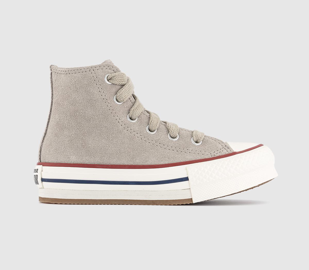 Odd sizes - Kids Converse All Star Eva Lift Hi Youth Trainers Papyrus Egret Midnight Navy UK Sizes Right 1/Left 2
