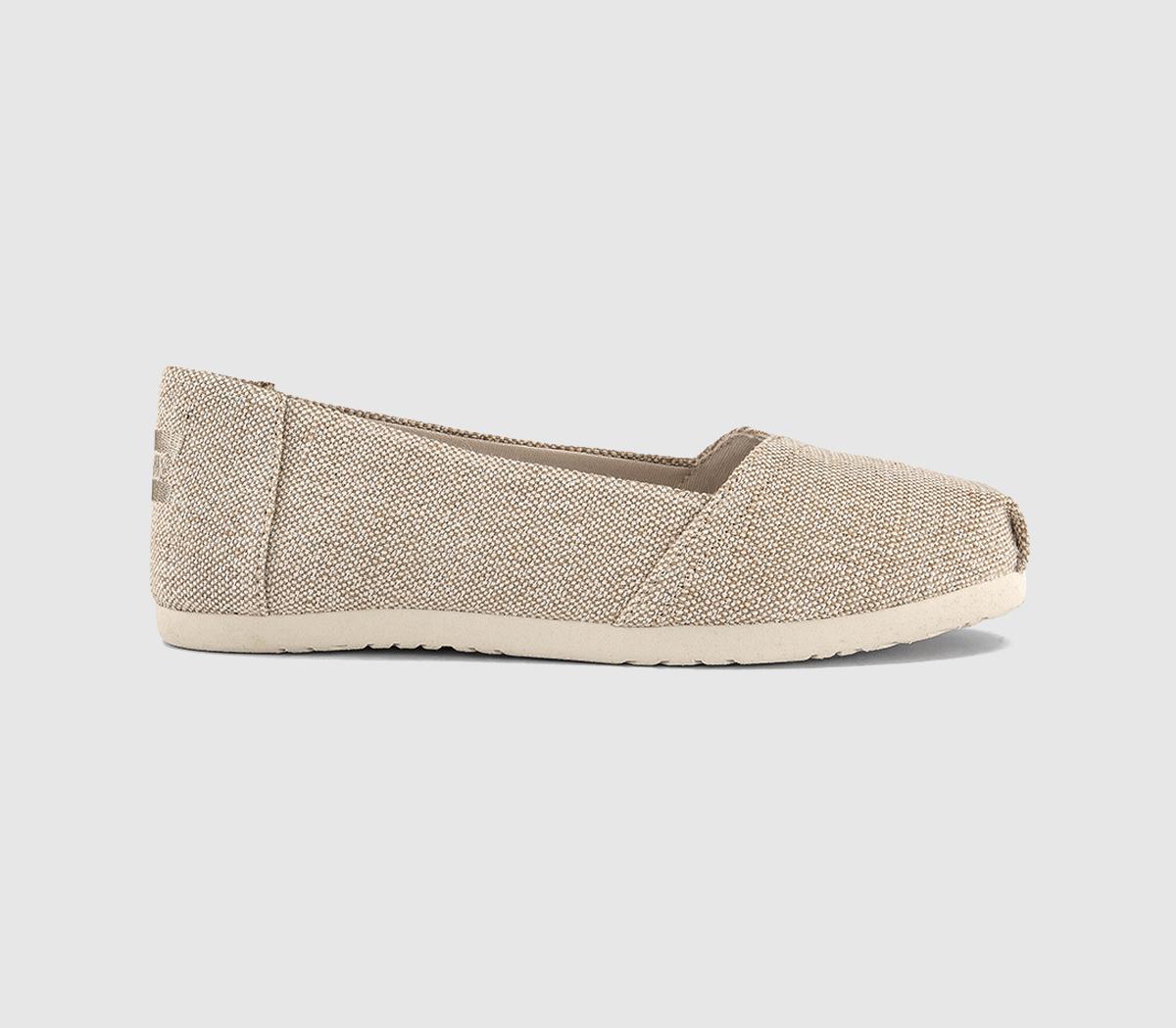 Womens TOMS Alpargata Ballet Flats Champagne Tonal Sparkle Woven UK Size 6