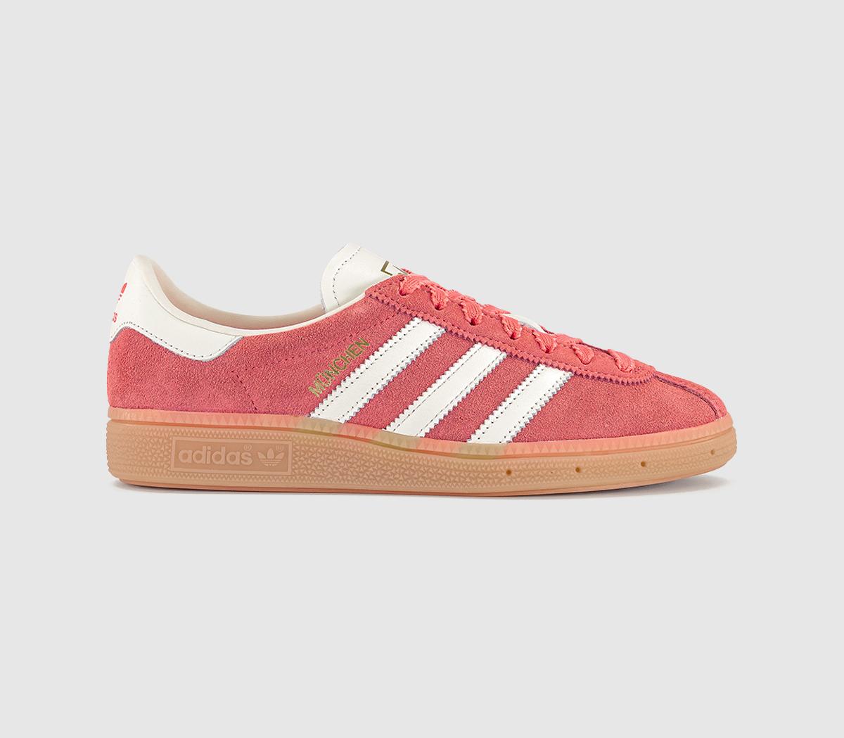 adidas Munchen Trainers Semi Flash Red Off White Gum UK Size 6
