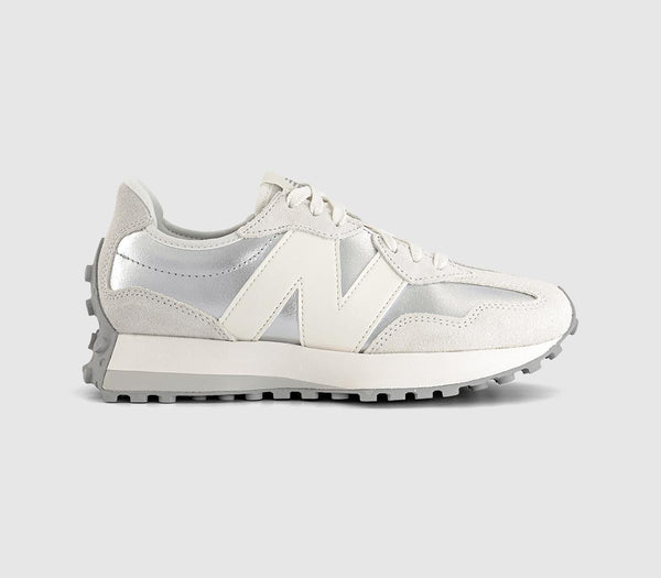 New Balance 327 Trainers Silver Metallic White UK Size 4