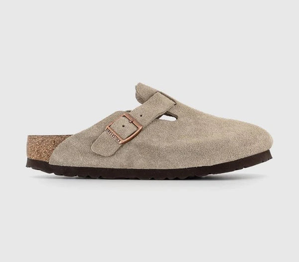 Womens BIRKENSTOCK Boston Clog Taupe Suede UK Size 7.5 EU41