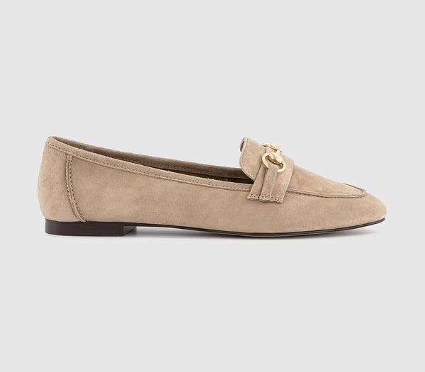 Womens OFFICE Felix Trim Loafers Beige Suede UK Size 6