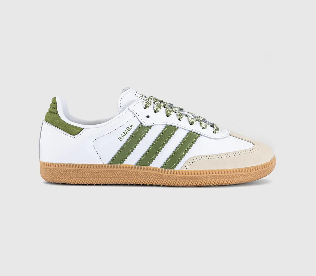adidas Samba OG Trainers White Olive Gum UK Size 7.5