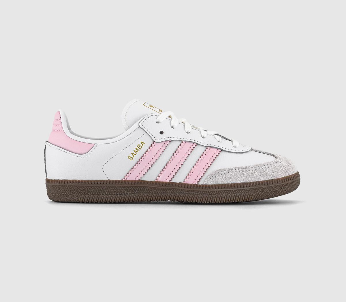 Kids adidas Samba OG Youth Trainers White Clear Pink Gum UK Size 1 youth