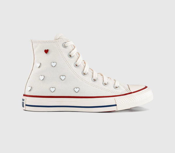 Converse All Star Hi Trainers Heart Vintage White Egret UK Size 5