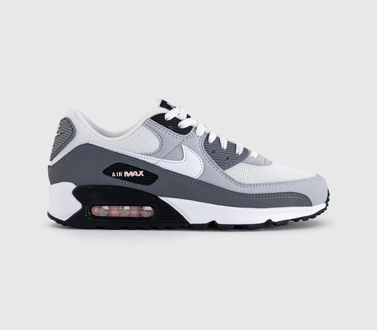 Nike Air Max 90 Trainers Wolf Grey White Pink Foam Smoke Grey Anthracite Bl UK Size 6 EU40