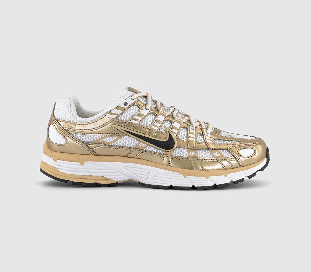 Nike P-6000 Trainers White Black Grain Metallic Gold Grain UK Size 9